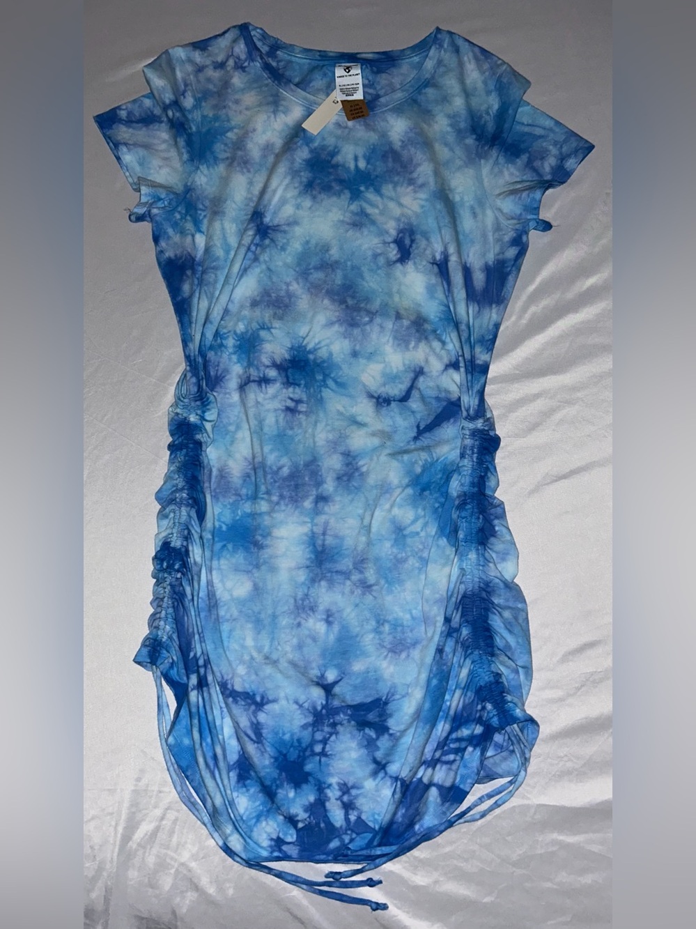 PINK Victoria's Secret Blue Tie-Dye Tee Cover Up Sz XL